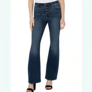 Liverpool Lucy High Rise Fly Button Bootcut Tall Long Dark Wash SZ 10 #2243